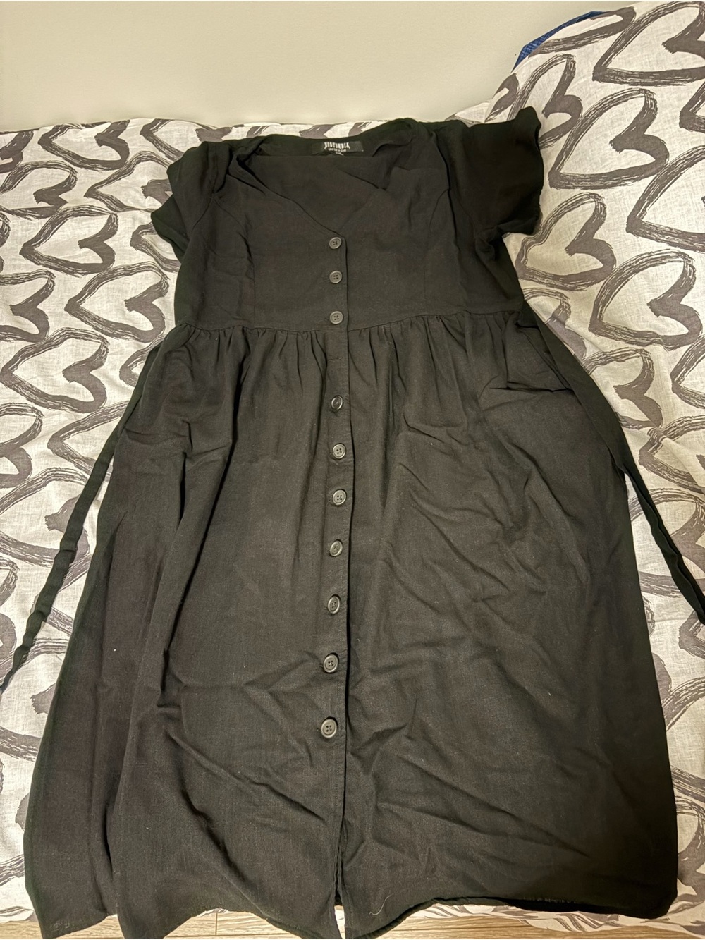 Disturbia Black Button-Front Midi Dress